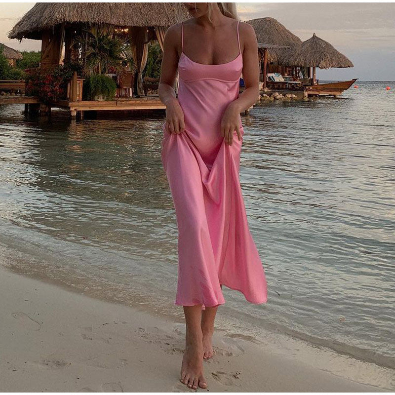 Camis Satin Long Dresses - Sexy Casual Backless Summer Dresses