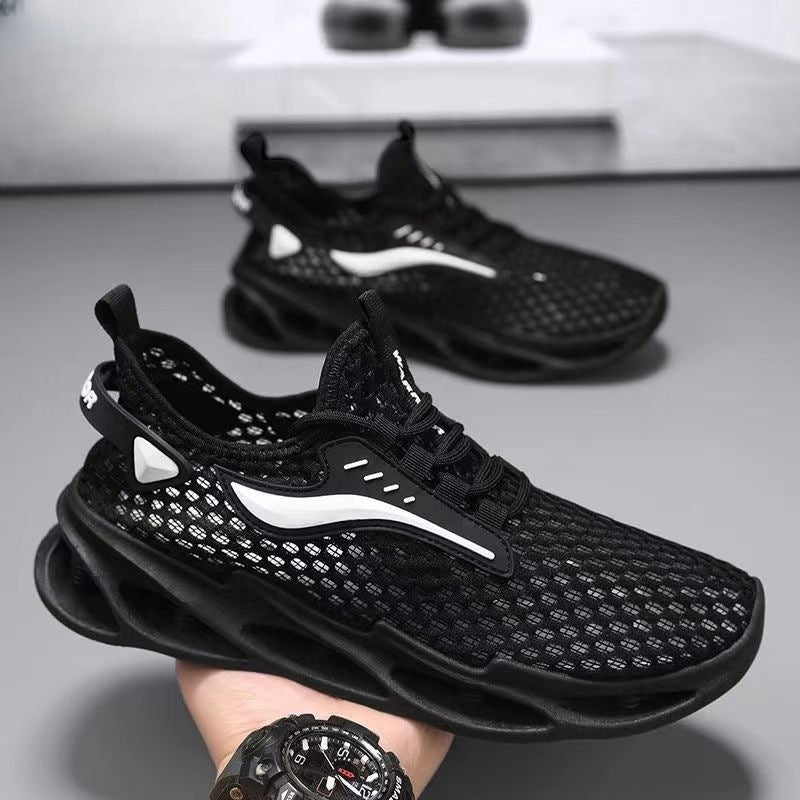 Men's Lace-up Sneakers - Mesh Sports Shoes Fashion Hollow-sole Low Top Running Shoes