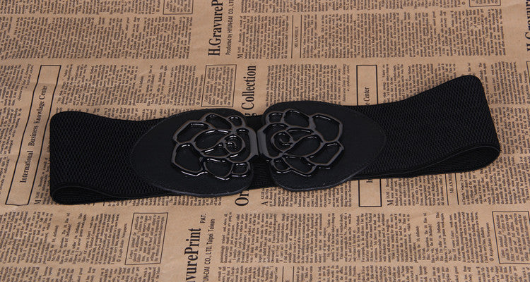 3-Pack Women’s Elastic Waist Belts – Stylish Rose Buckle Design | PU Leather Wide Belt