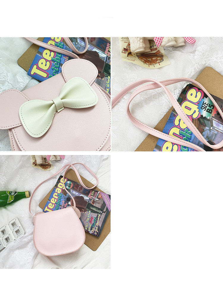 Adorable Bowknot Soft Girl Student Bag - Children's Small Bag Pu Female