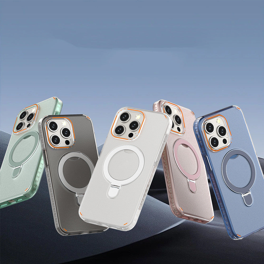 New Colorful Magnetic Bracket Phone Case With Holder Stand - Cover For Magesafe Magnetic Transparent Wireless Charge Case For Phone