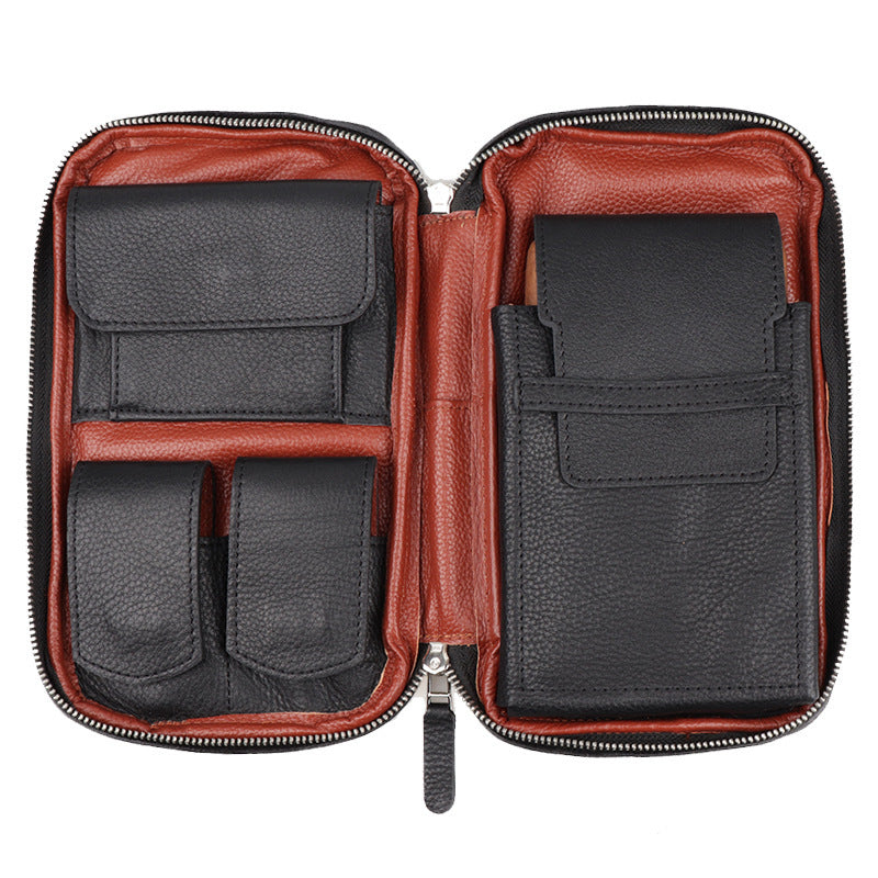 Leather Cigar Bag -  Carry-on Travel Portable Moisturizing Cigar Case