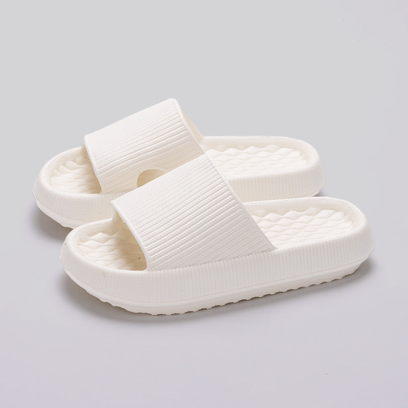 Summer EVA Slippers Solid Color Rhombus Stripe Anti-slip Slippers  - New Women's Home Shoes