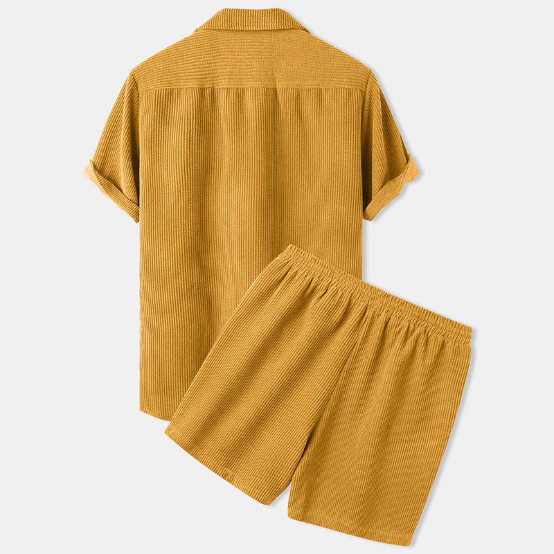 Corduroy Short Sleeve Suit - Two Piece