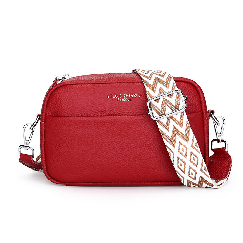 Simple Shoulder Messenger Bag - Top Layer Cowhide Small Square Bag
