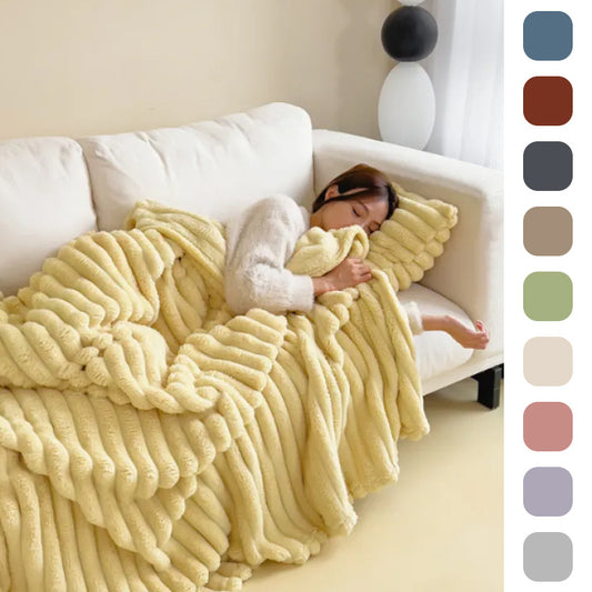 Soft Wind Bubble Velvet Blanket - Warm Solid Rabbit Fur Blankets / Double-sided Thickening Cover Throw Warm Fur Blanket