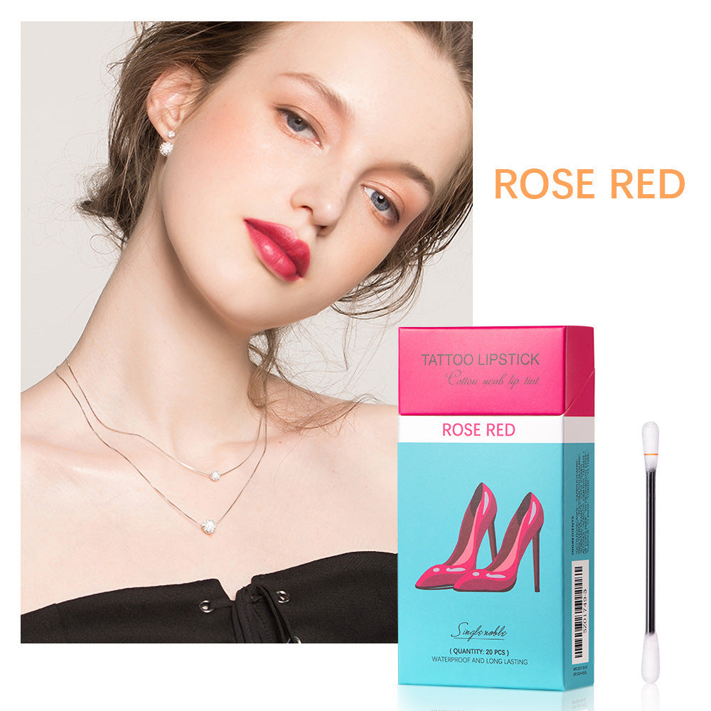 20 Pcs Set Cotton Swab Lipstick - Portable Lipsticks Cosmetics Waterproof Case Lasting Long Liquid Lipstick