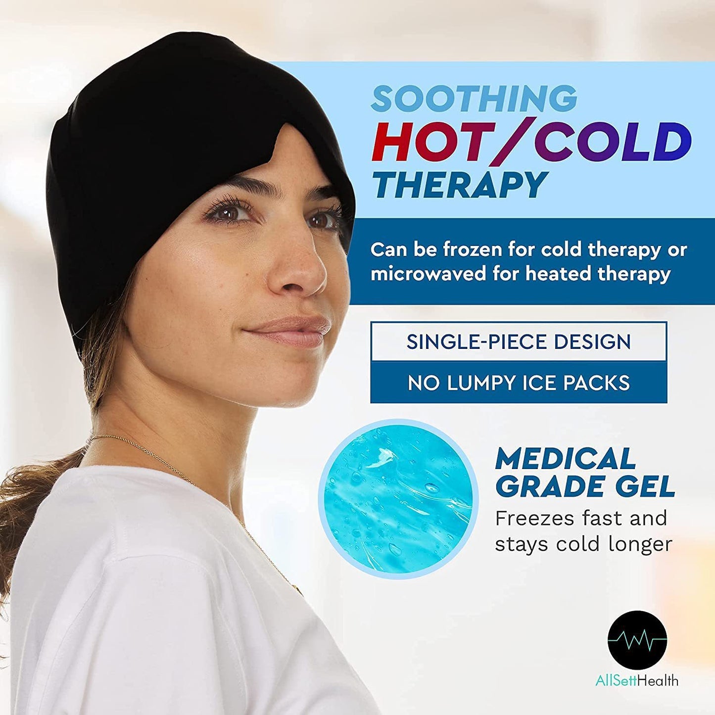 Ice Compress Headache Eye Mask Hat - Relief For Migraines, Stress, And Tension Massage Tool