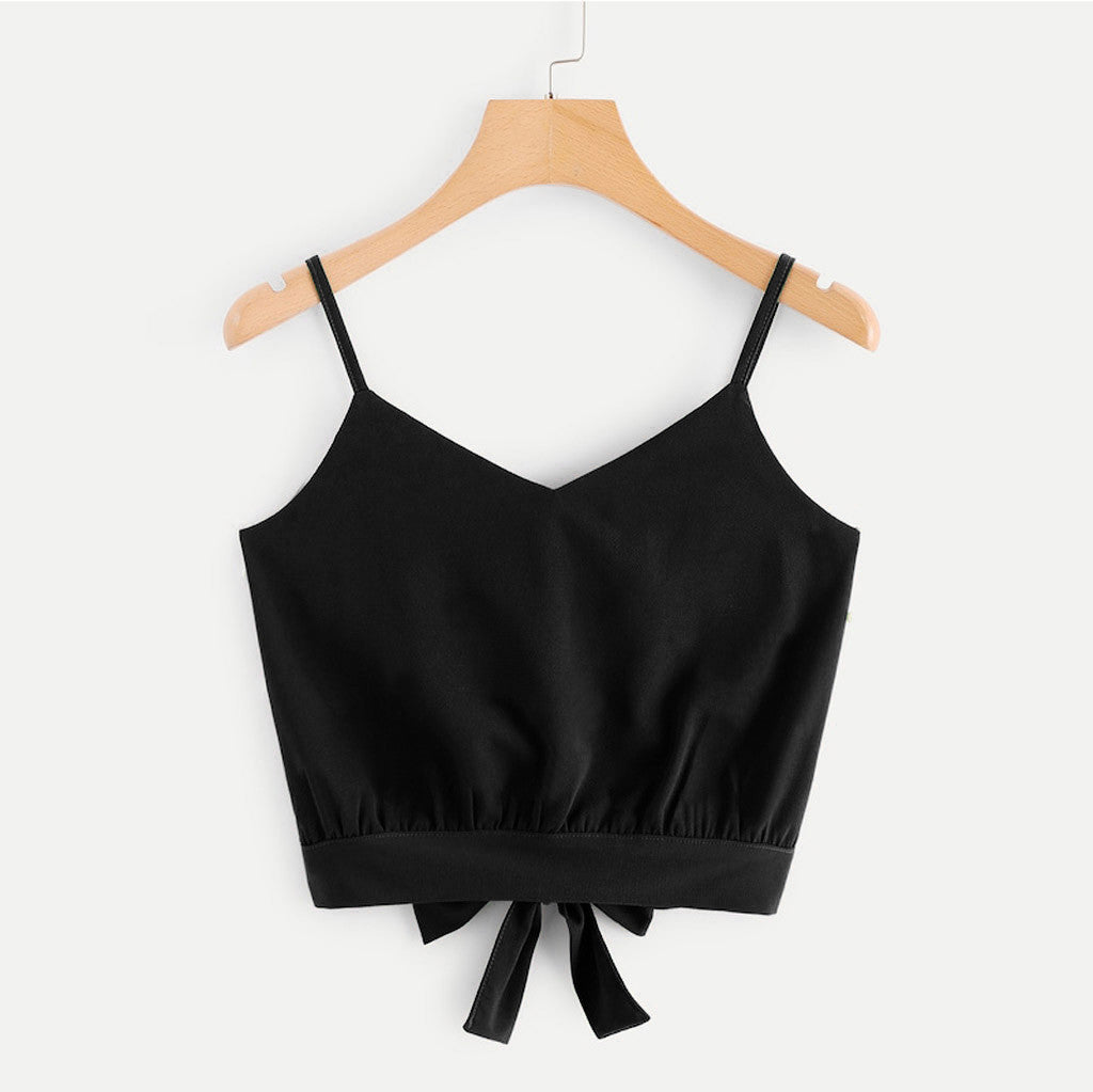 Chic Tie-Back Cami – Effortless Elegance for Summer Days! Women Tank Tops Summer Camisole Vest T Shirt - JumoShop