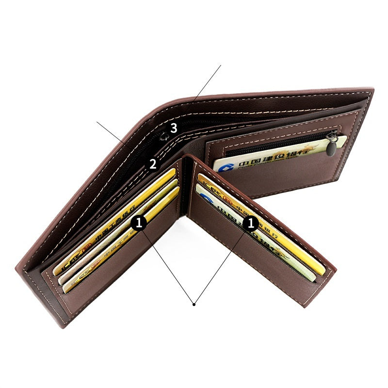 New Personalized Men's Short Wallet - Fashion Silk Screen Wallet Men's Frosted Clutch Wallet