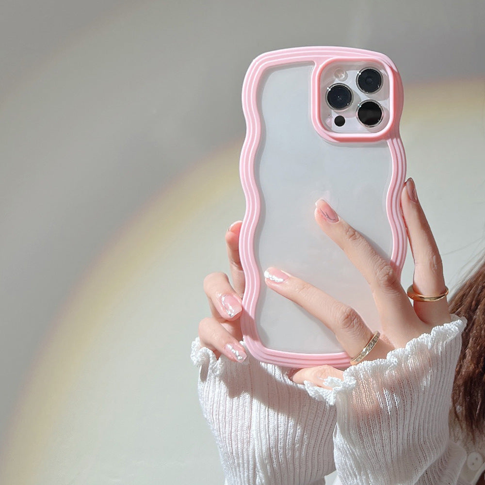Wave Border Mobile Phone Case - Solid Color Simple Candy Color