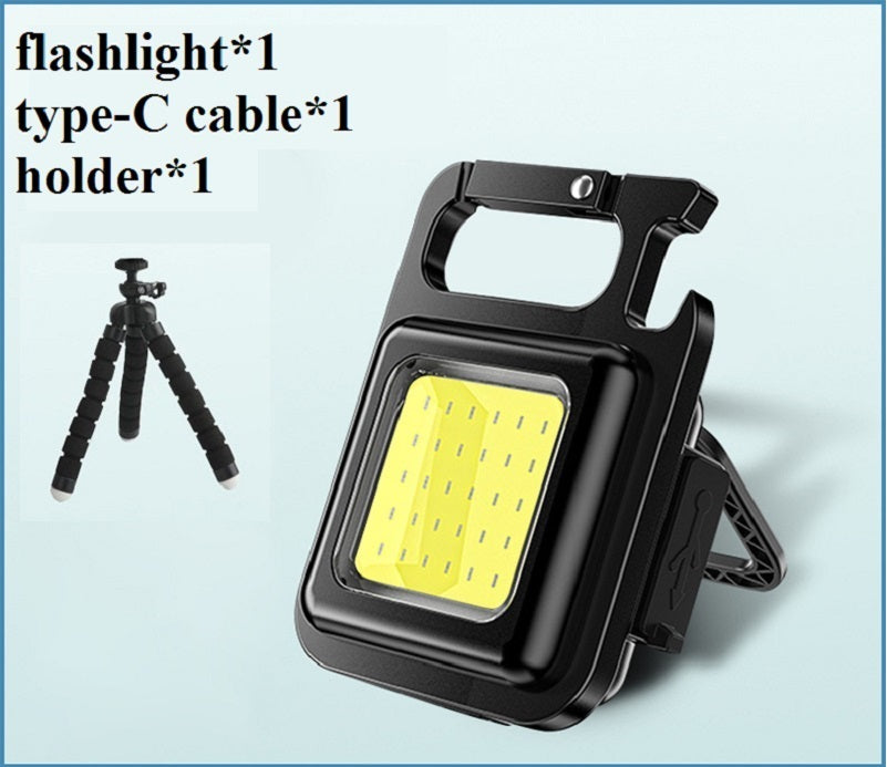 Mini Portable Rechargeable Flashlight - Rechargeable Glare COB Keychain Light LED Work Light USB Charge Emergency Lamps Outdoor Camping Light