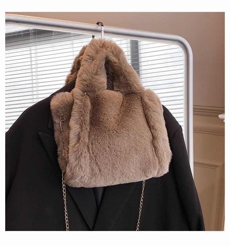 Winter Bags Chain Plush Handbag -- Totes Women Shoulder Bag