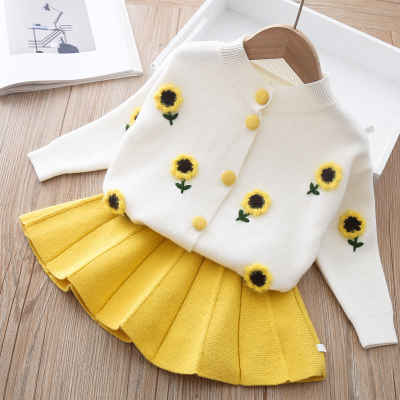 Two-piece Baby Girl Mink Wool Sweater Set
