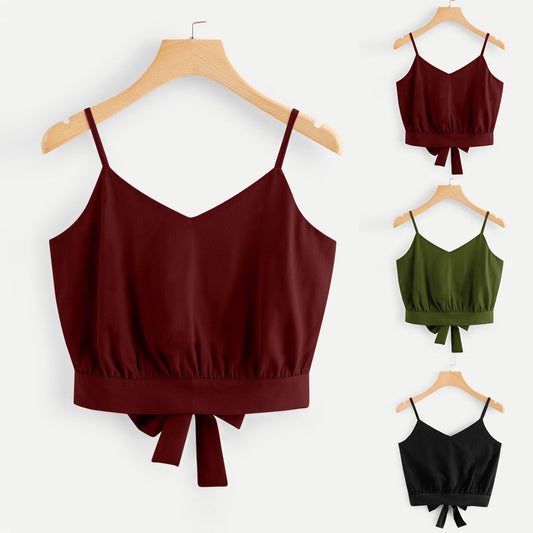 Chic Tie-Back Cami – Effortless Elegance for Summer Days! Women Tank Tops Summer Camisole Vest T Shirt - JumoShop