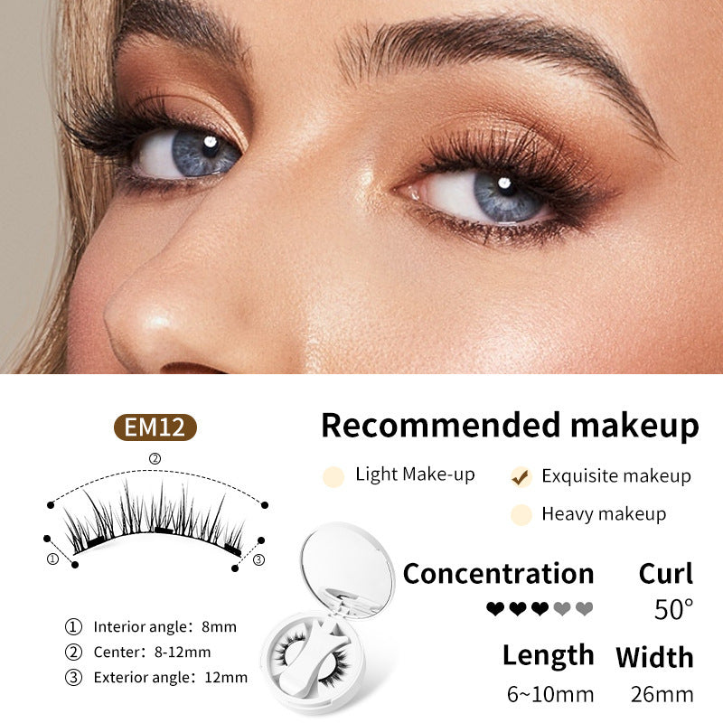 Magnetic False Eyelashes - Integrated Storage Box Glue-free Magnet False Eyelashes Natural Makeup Tools With Applicater