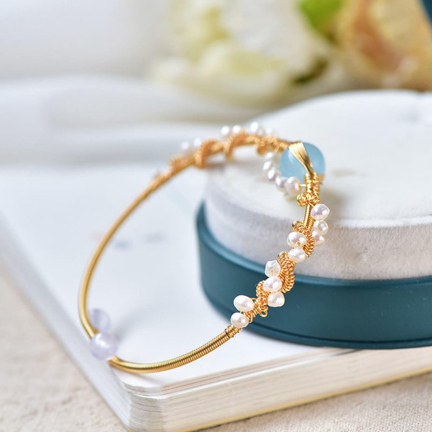 Pearl Bracelets For Women - Gold Plating Pearl Bracelet Gold Wire Braided Vintage Style Bracelets Cuff Bracelets Fashion Bracelet