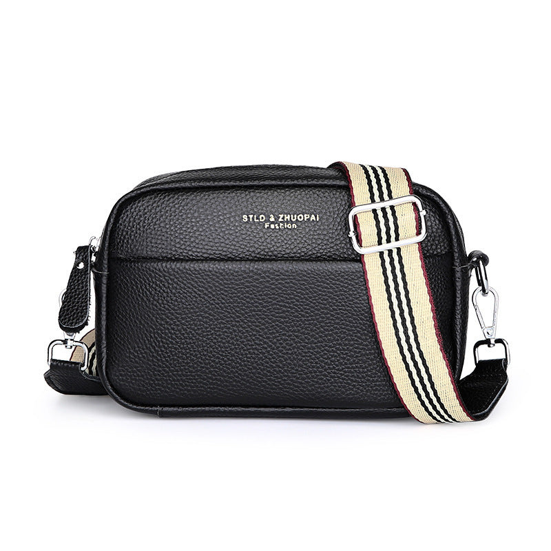Simple Shoulder Messenger Bag - Top Layer Cowhide Small Square Bag