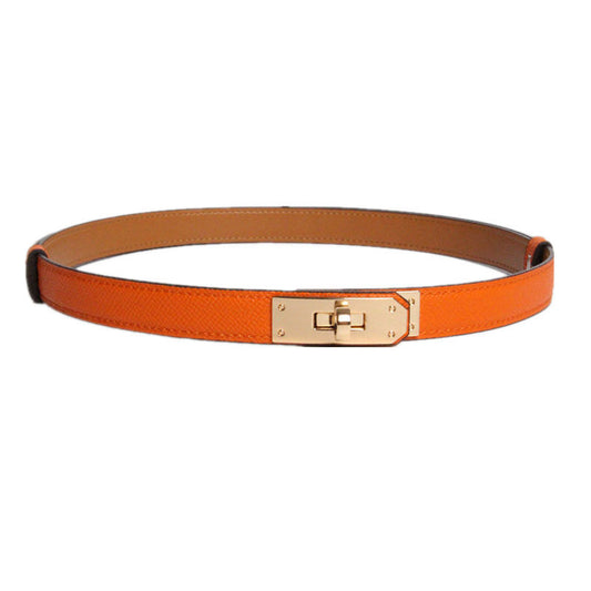 High Quality Women's Real Leather Belts – 1.8cm Width with Golden Buckle