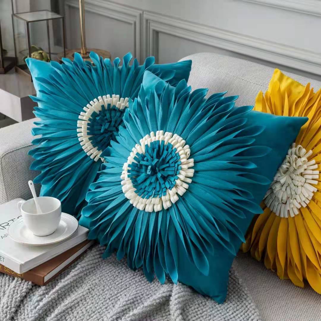Fashion Modern Style White Throw Pillows Cushion Cover - Waist Pillow Blue Cushion Case