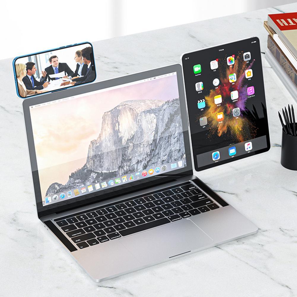 Laptop Phone Holder - Adjustable Laptop Side Mount Clip, Magnetic Laptop Monitor Mount, Computer Laptop Cellphone Stand Foldable Aluminum Expansion Bracket Tablet Clip For Dual Screen