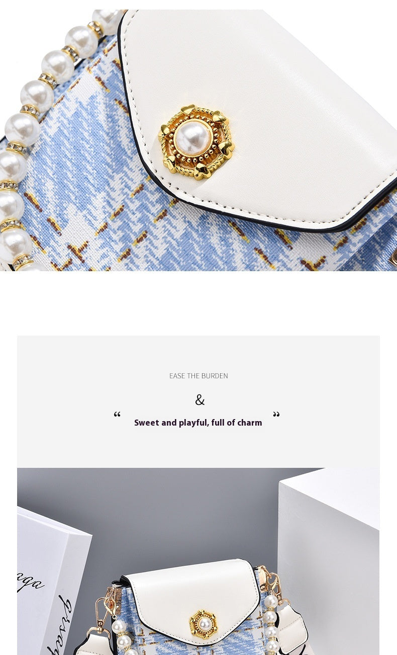 Women's Crossbody Bag --- Girl's Cute Princess Wallet Classic Shoulder Bag Summer Pearl Chain Phone Bag