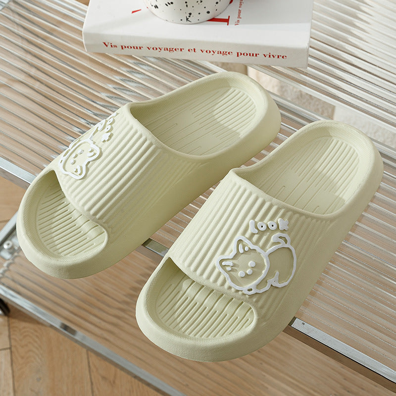 Cute Cat Slippers—Summer Women Home Shoes, Bath Thick Platform,  Non-Slip Slides Indoor Outdoor