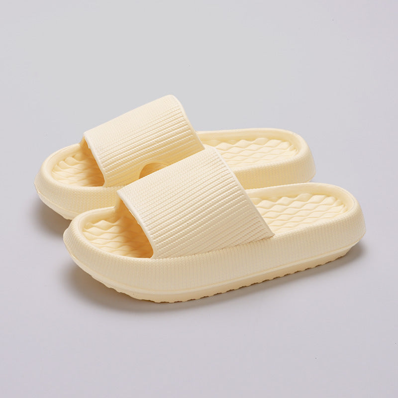 Summer EVA Slippers Solid Color Rhombus Stripe Anti-slip Slippers  - New Women's Home Shoes