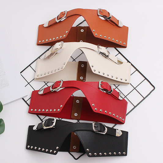 Women Skirt Belts - Decorative Dresses, Waist Closure, Elastic Elastic Rivets, Wide Belts