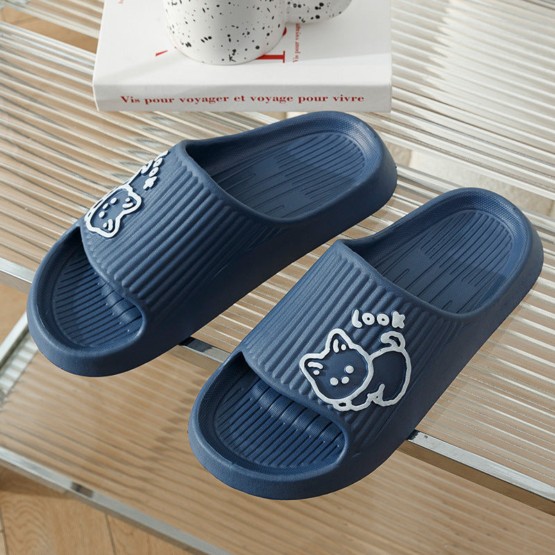 Cute Cat Slippers—Summer Women Home Shoes, Bath Thick Platform,  Non-Slip Slides Indoor Outdoor