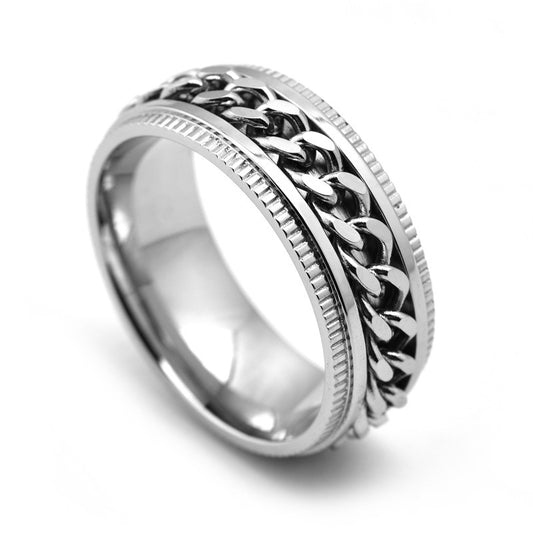 Mens Stainless Steel Spinner Rings - Men Cool Fidget Band
