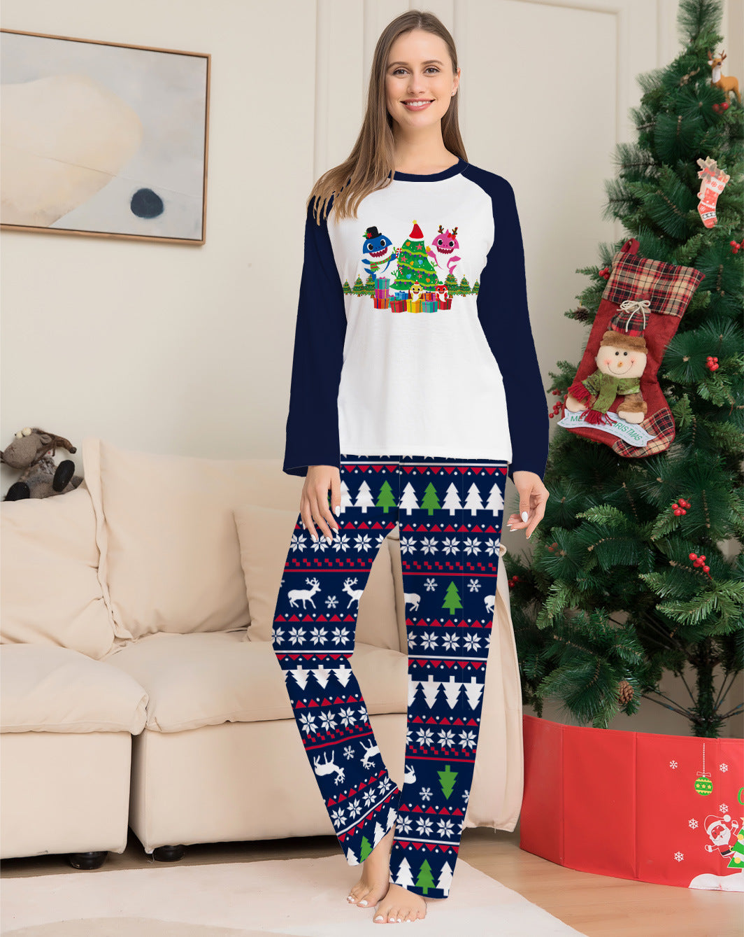 Family Matching Christmas Pajamas Set - Xmas Long Sleeve Sleepwear Nightwear For Couples Kids Baby