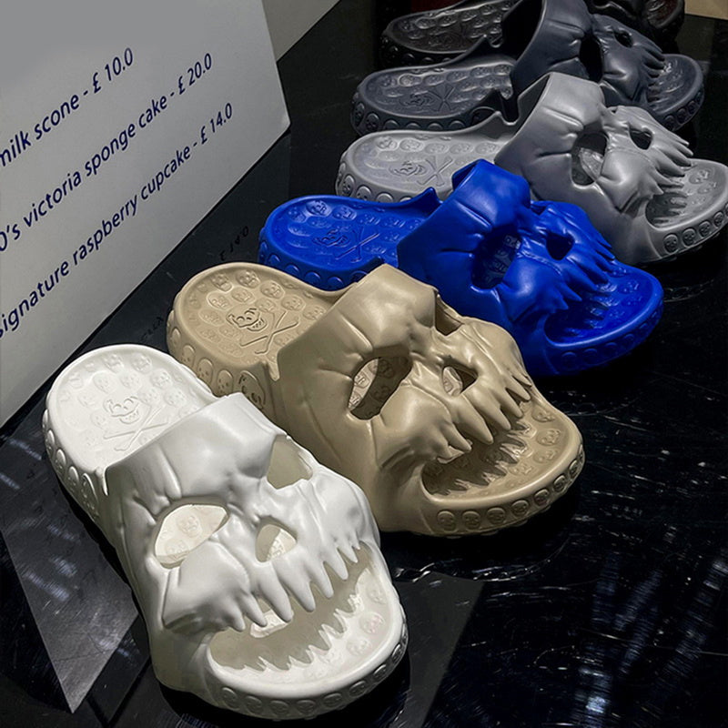Personalized Skull Design - Halloween Slippers Bathroom Indoor Outdoor Funny Slides Beach Shoes