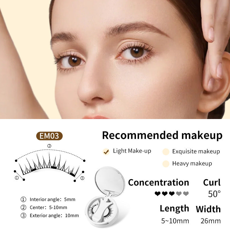 Magnetic False Eyelashes - Integrated Storage Box Glue-free Magnet False Eyelashes Natural Makeup Tools With Applicater