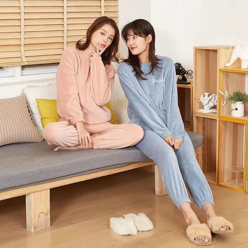 Warm Suit Women's Thick Coral Fleece Loungewear Suit