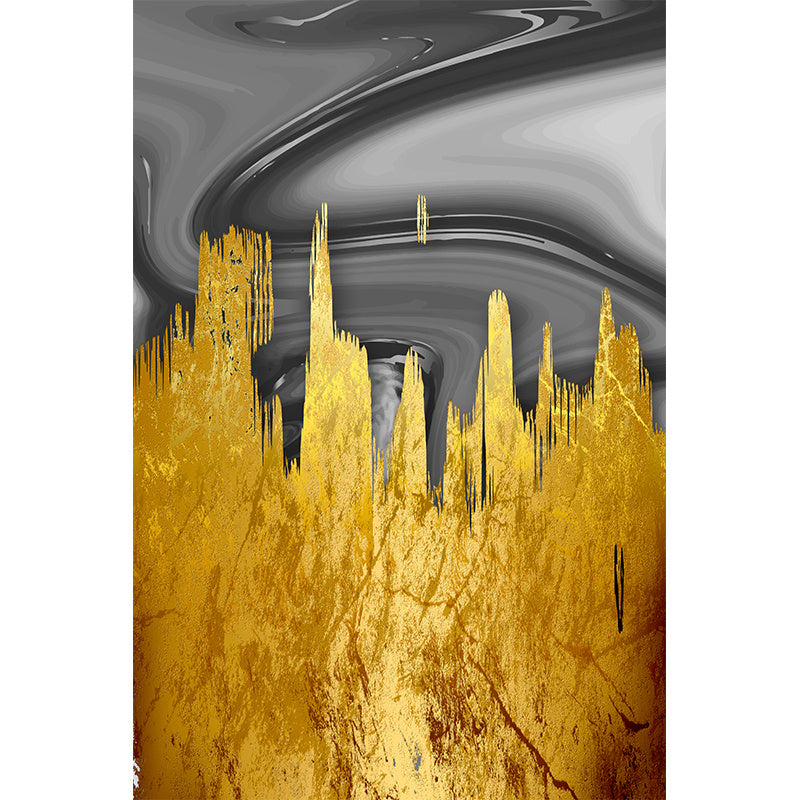 Nordic Gold Grey Abstract Canvas Art – Modern Frameless Oil Painting Poster