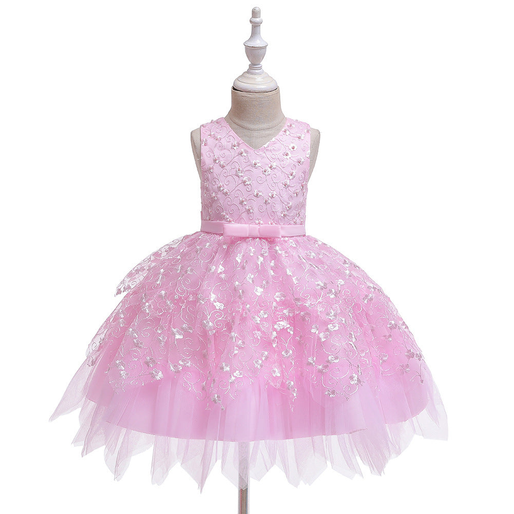 Flowery Girls Middle And Small Dresses