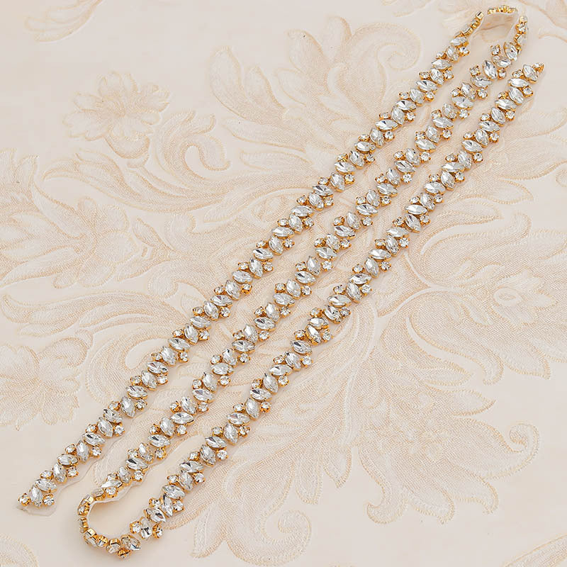 Rhinestone Applique Wedding Belt - Wedding Dress Waist Jewelry