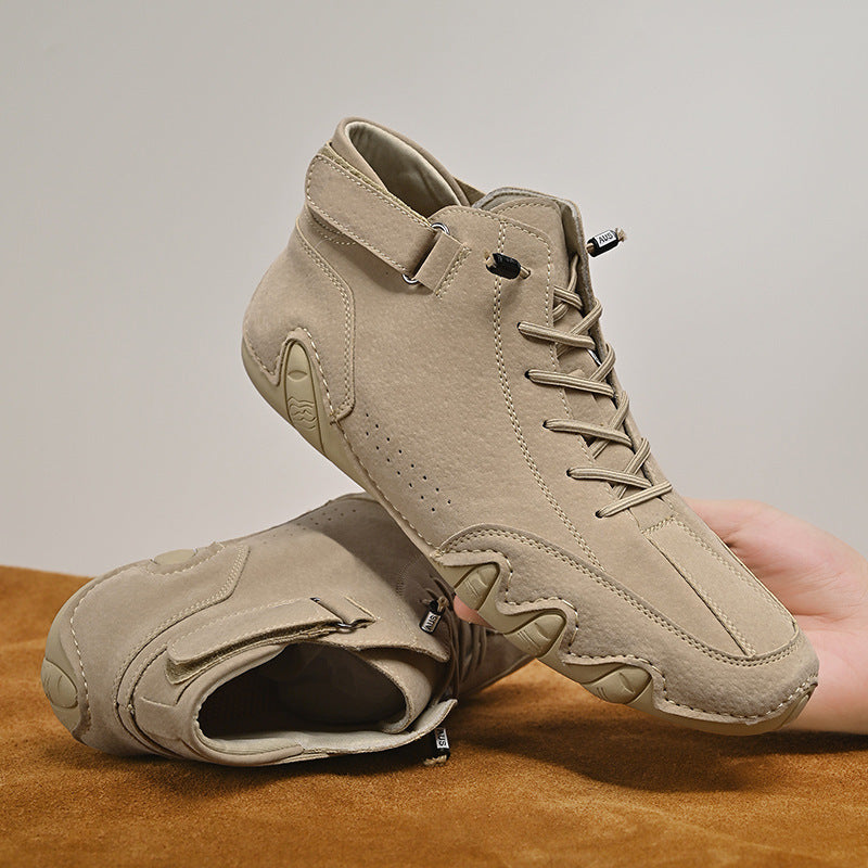 Men's Ankle Boots - Autumn Winter Suede Velcro Shoes Fashion Lace-up Sneakers
