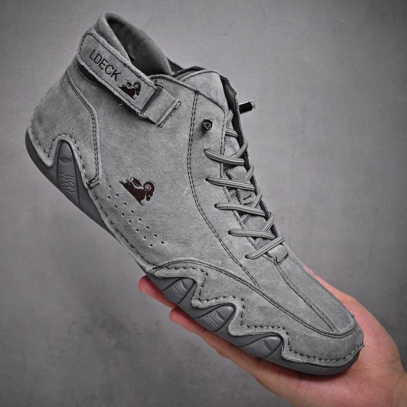 Men's Ankle Boots - Autumn Winter Suede Velcro Shoes Fashion Lace-up Sneakers