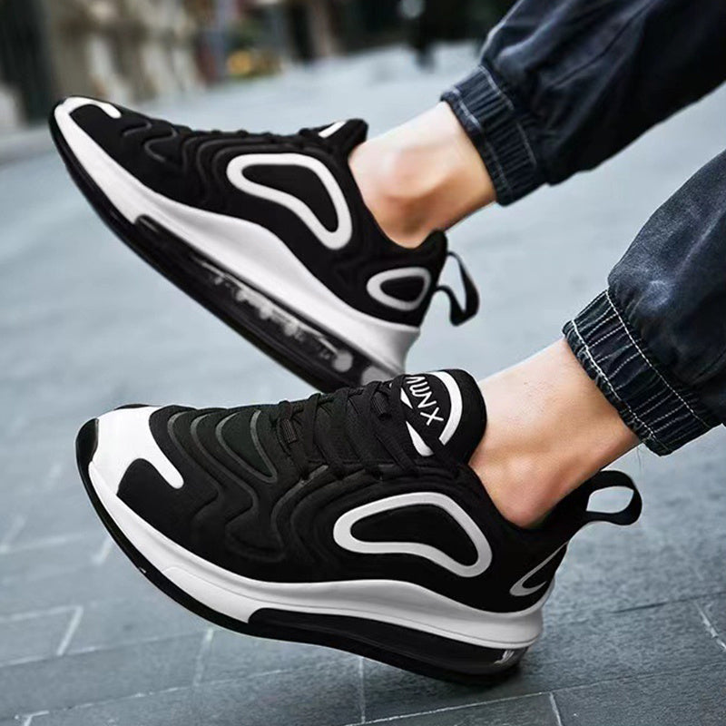 Casual Air Cushion Black Shoes - Men Outdoor Breathable Lace-up Sneakers Running Sports Shoes