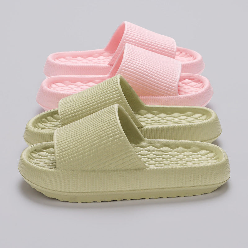 Summer EVA Slippers Solid Color Rhombus Stripe Anti-slip Slippers  - New Women's Home Shoes