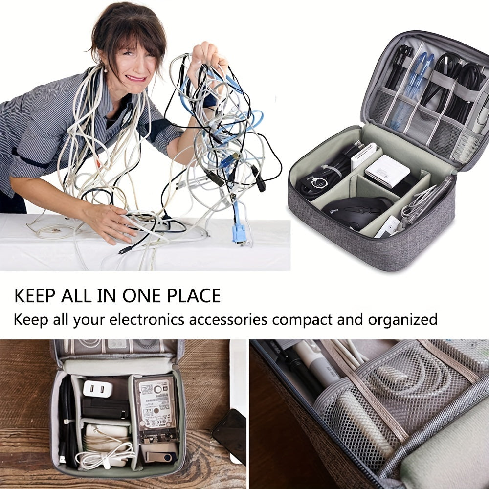Electronics Organizer Travel Bag - Cable Organizer Waterproof Portable Digital Storage Bag Electronic Accessories Case - JumoShop