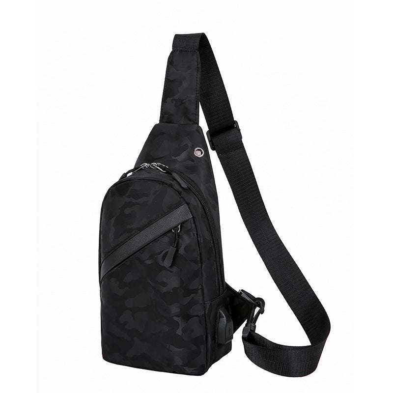 Camouflage Chest Bags - Men Crossbody Bag With Headphone Hole