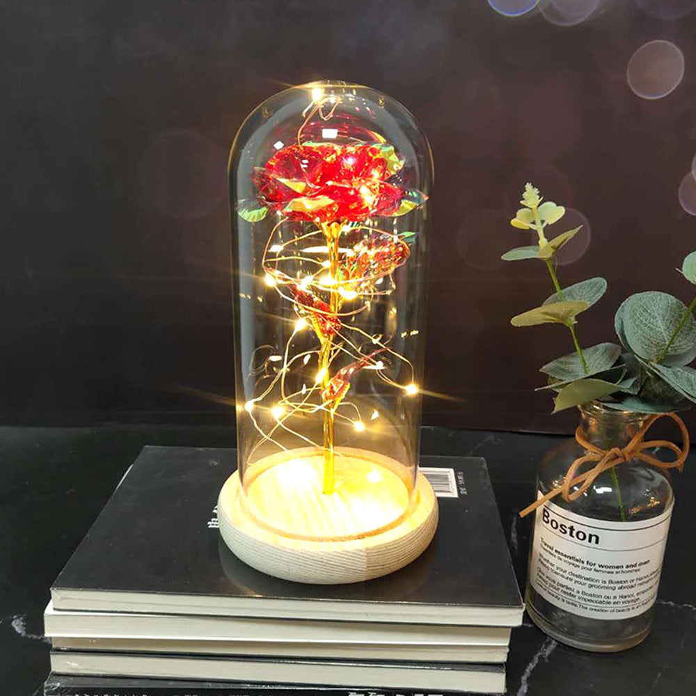 Glass Cover Luminous Led Ornament - Mothers Day Wedding Favors Bridesmaid Gift Immortal Simulation Rose