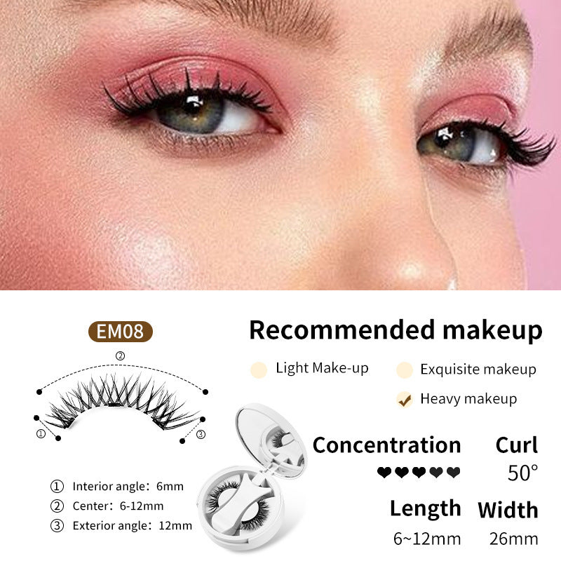 Magnetic False Eyelashes - Integrated Storage Box Glue-free Magnet False Eyelashes Natural Makeup Tools With Applicater