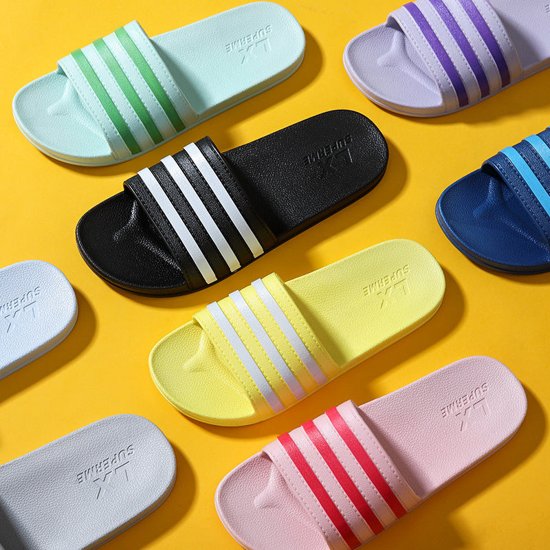 White Stripes Slippers For Women And Men -- Bathroom Slippers Home Shoes