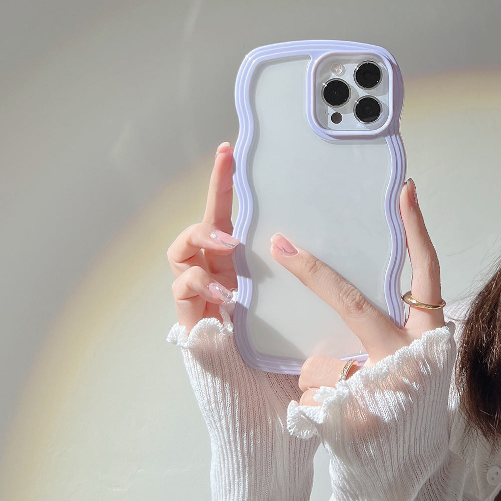 Wave Border Mobile Phone Case - Solid Color Simple Candy Color