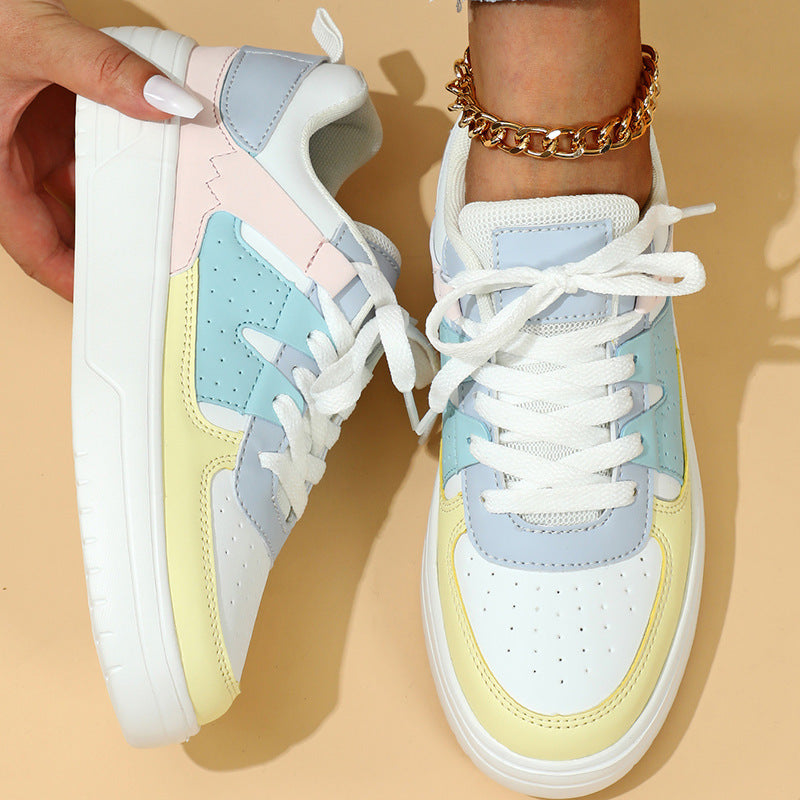 Trendy Fashion Platform Sneakers - Soft Bottom Comfortable Lace-up Outdoor Casual Flat Shoes