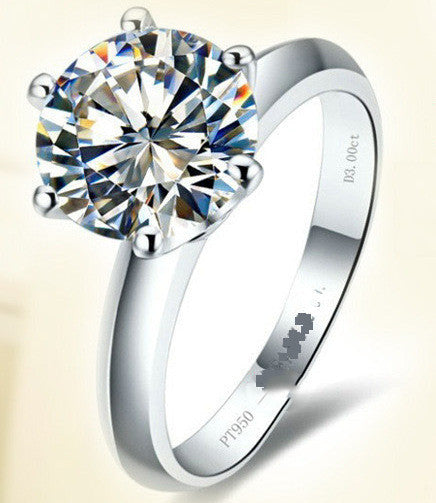 925 Silver Gold-plated Six-claw Ring With Moissanite - Diamond Ring